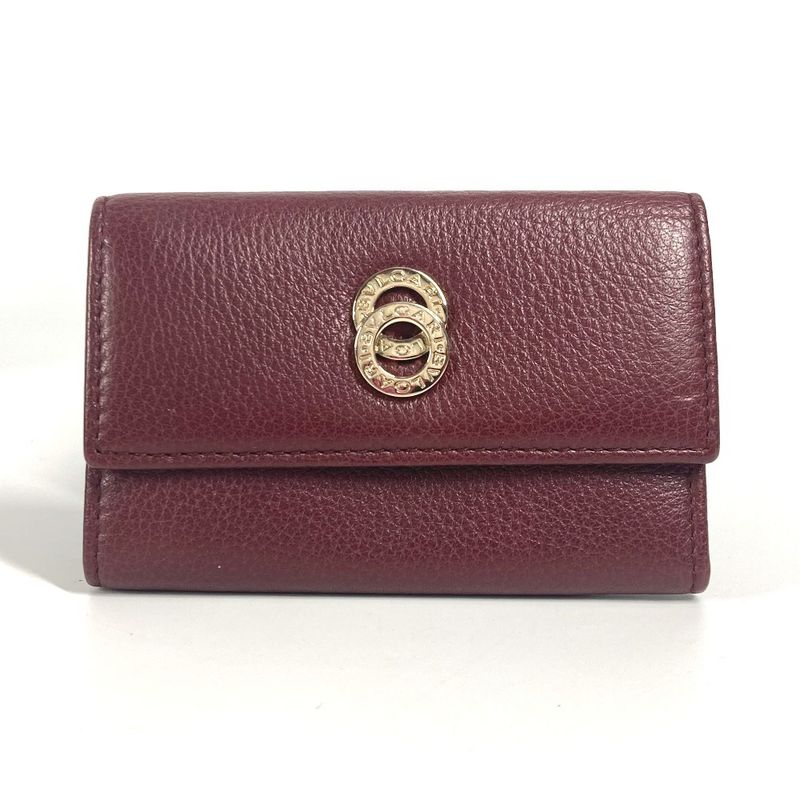 Bvlgari Key Case Logo Leather Red