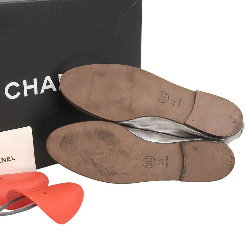 With Box Chanel Current Logo Chain-trimmed Flat Shoes Loafers 36 23cm (9.06in)