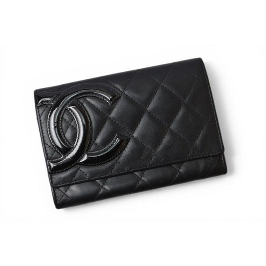 Chanel Wallet Bifold Fold Cambon Black