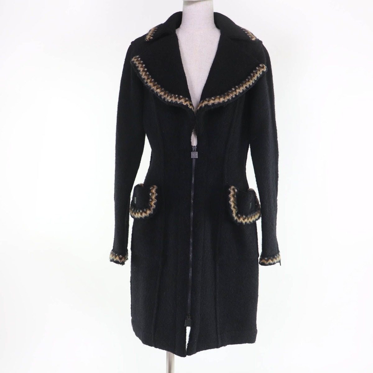 Chanel Vintage Sports Line Wool Alpaca Blend CC Logo Zip UP Long Length Coat