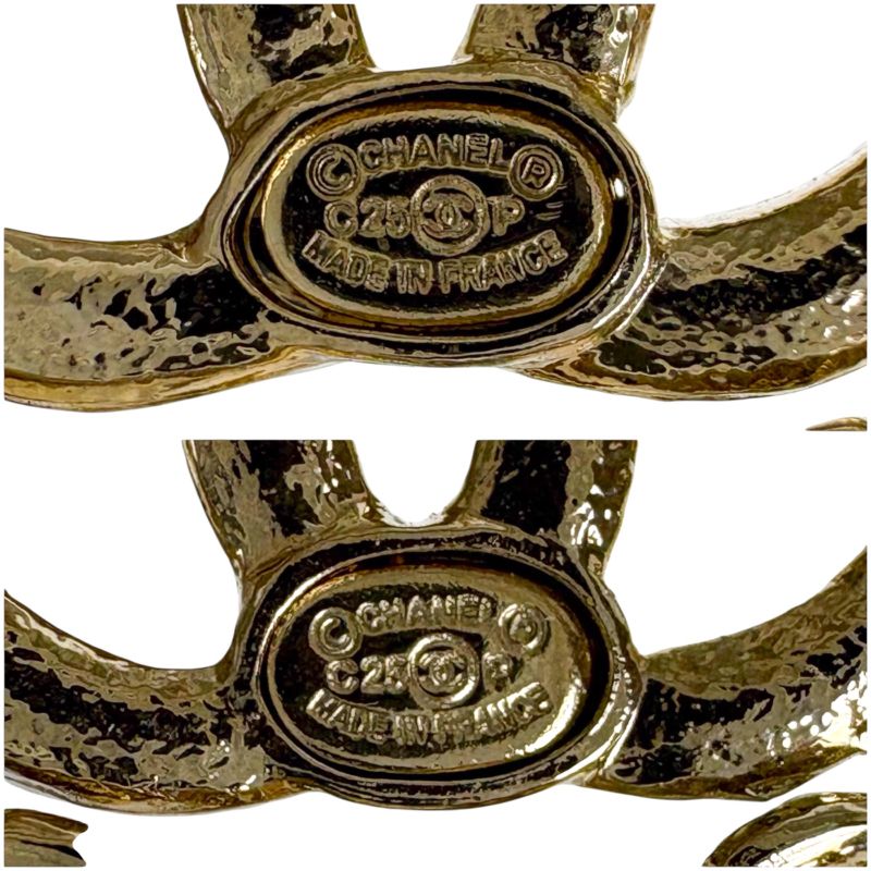 Chanel Hoop Earrings Coco Logo CC Logo Rhinestone 2025 C25P Gold Hardware