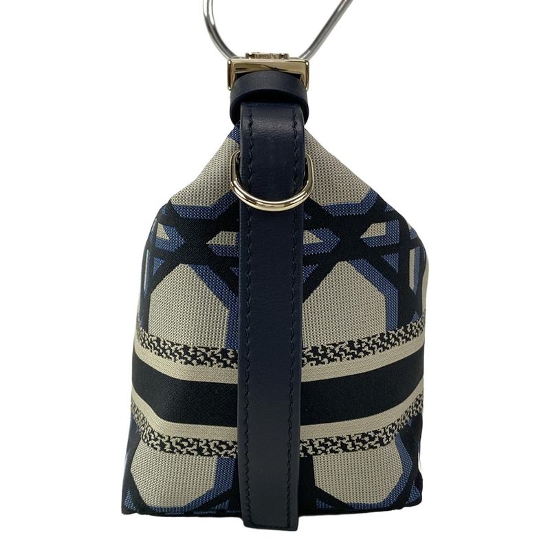 Dior/christian Dior Handbag Diortravel Nomad Pouch Navy And Beige Leather