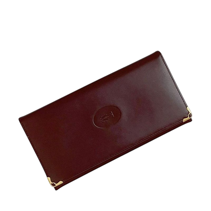 Cartier Folding Long Wallet Bordeaux Must Wallet Excellent Condition Preowned
