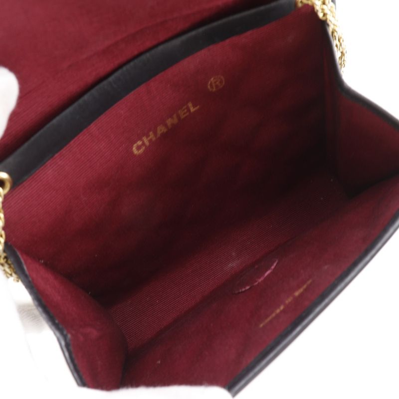 Chanel Matelasse Mini/agneau Tanne Chain Pochette Vintage C00060 Lambskin Black