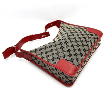 Gucci 001 4205 Shoulder Bag Brown/red GG Canvas/leather Ladies Fashion Brand