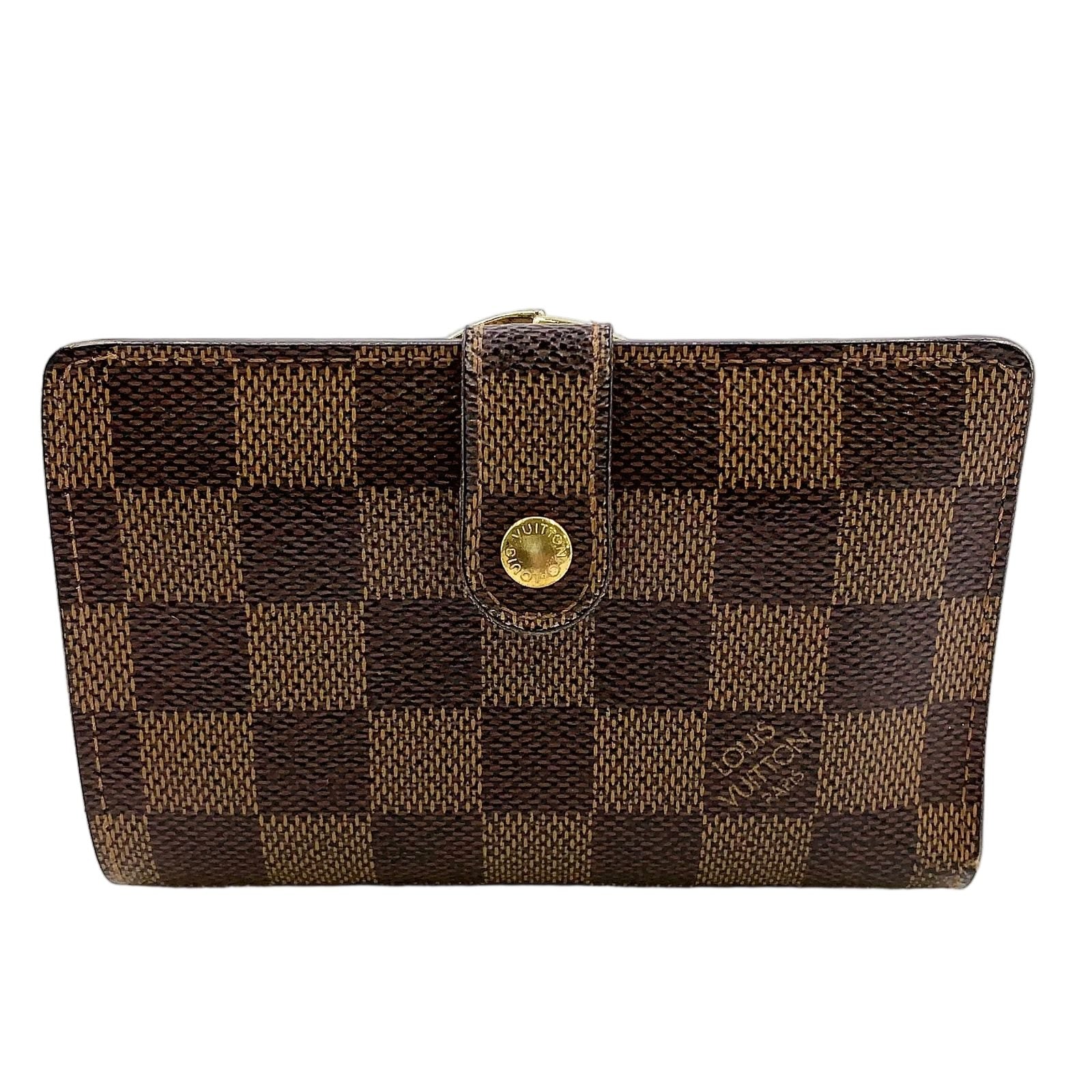 Louis Vuitton Portefeuille Damier Ebene Brown Bifold Wallet Gold
