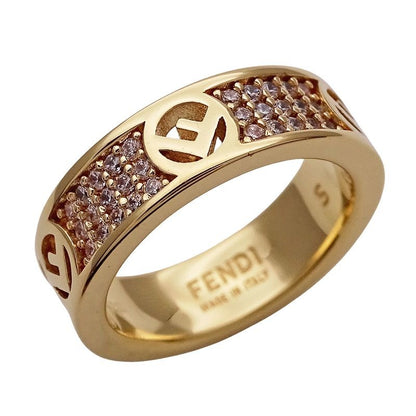 Fendi Ring Fs Rhinestone Gold S 10.5 Stylish Box