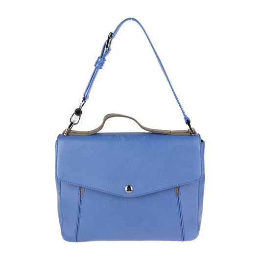 Bvlgari Shoulder Bag 38639 Leather Blue Gray Flap 2-Way Handbag