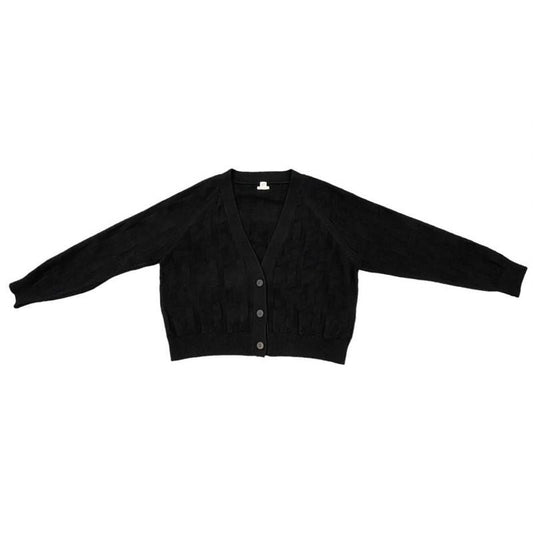 Hermes Knitted Cardigan 4 E2706 D3 Size 44 H Logo Wool Nylon Black