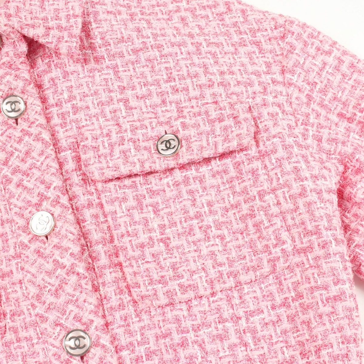 Chanel CC Logo Button Tweed Jacket — view 7