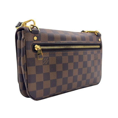 Louis Vuitton Hoxton PM Damier Ebene Leather Brown Shoulder Bag Gold — view 2