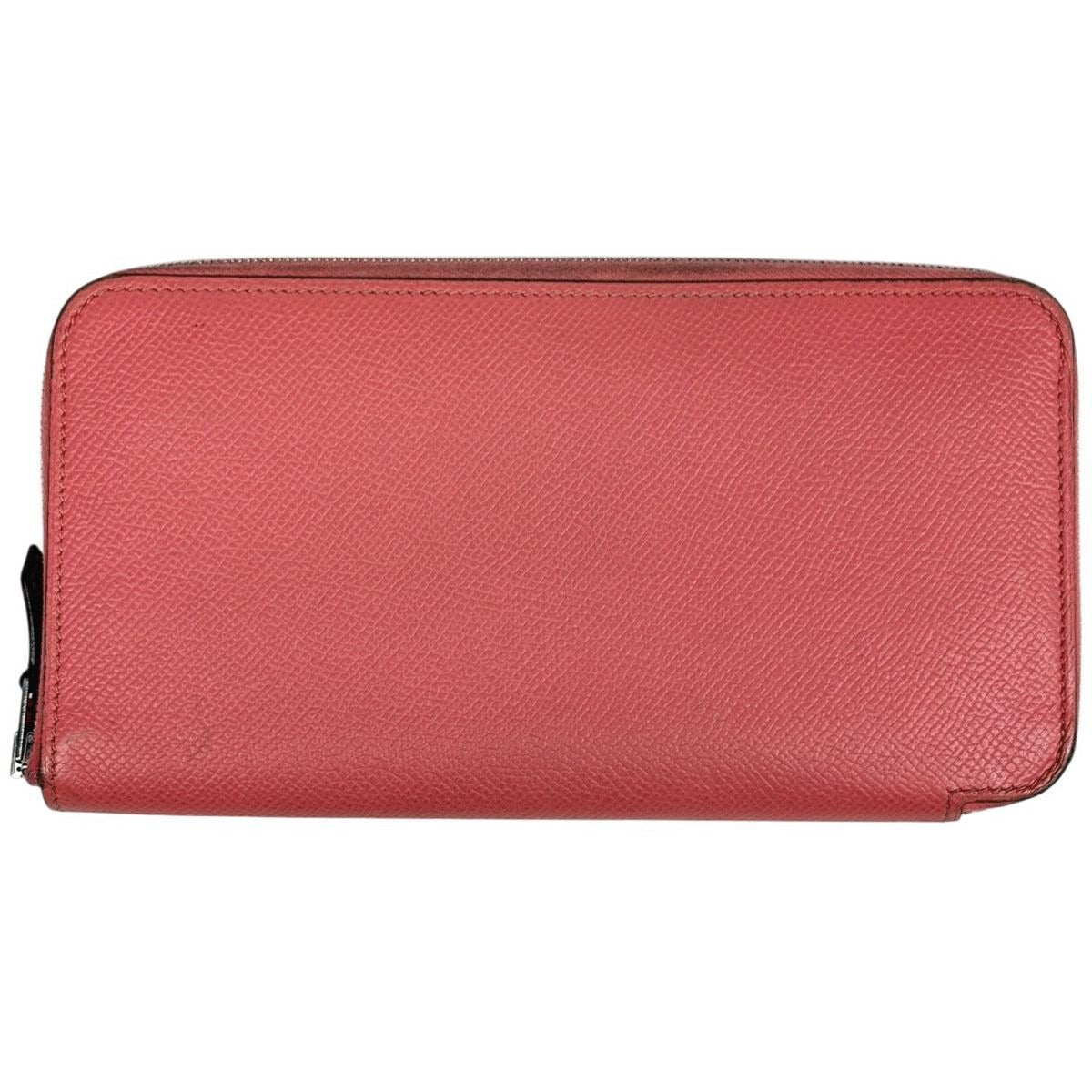 Hermes Azap Long Silk in Zip Around Scarf Wallet Veau Rose Azalea