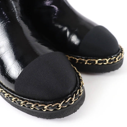 Chanel Coco Mark Shearling Leather Short Boots Black 36 Boxes — view 8