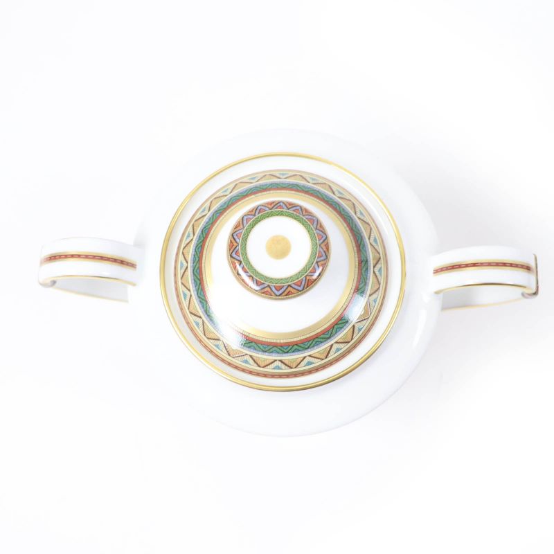 Hermes Chevaldrian Pottery Horse Horse Motif Sugar Pot White Gold With Box Made