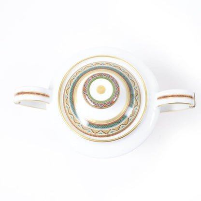 Hermes Chevaldrian Pottery Horse Horse Motif Sugar Pot White Gold With Box Made