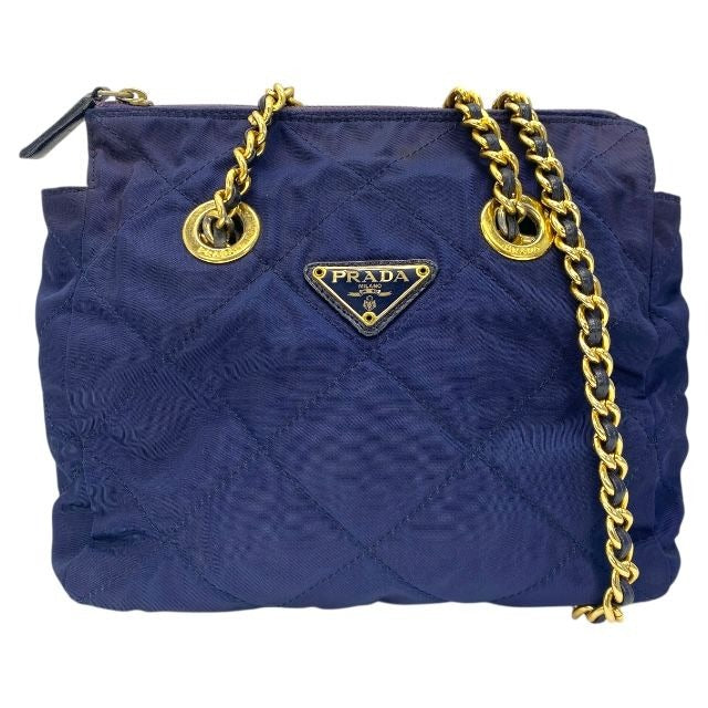 Prada Shoulder Bag Chain Double Crossbody Triangle Logo