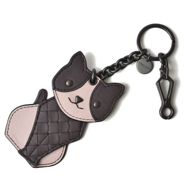 Bottega Veneta Key Ring Holder Bag Charm Cat Peach Plum