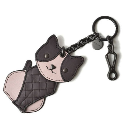 Bottega Veneta Key Ring Holder Bag Charm Cat Peach Plum