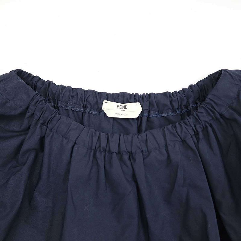 Fendi Asymmetrical Poplin Ribbon Dress Fd9648 A0my Navy 36