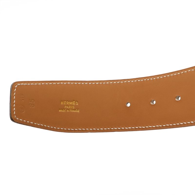 Hermes Constance H Belt Large Size Reversible Courchevel Box Calf Leather Brown