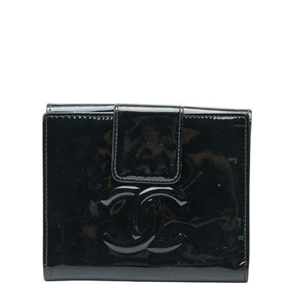 Chanel CC Logo Camellia Black Multicolor Patent Leather