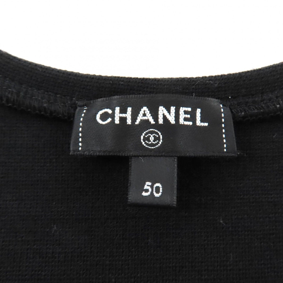 Chanel Wool CC Logo Tank Top with Camellia Brooch Black Super — view 6