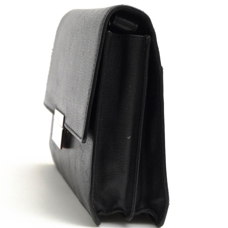 Gucci Bag Second Bag Clutch Bag Men Leather Genuine Black 03137 1669 Flap