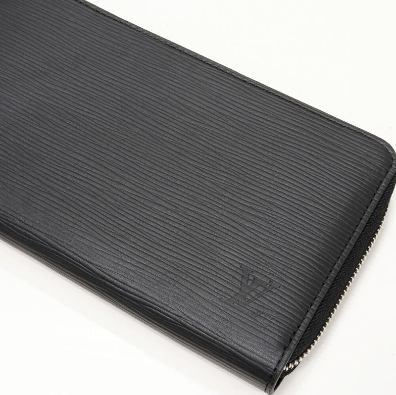 Louis Vuitton Round Zipper Long Wallet With Change Pocket Epi Noir Black Zippy