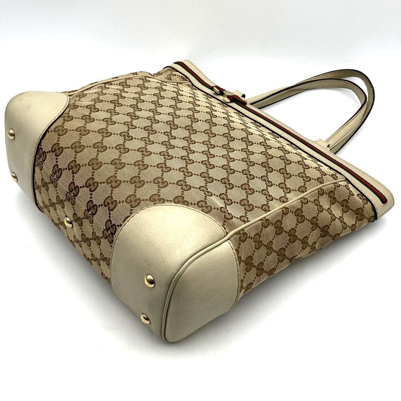 Gucci 257062 Tote Bag Beige GG Canvas Sherry Line Ladies Men Fashion Vintage