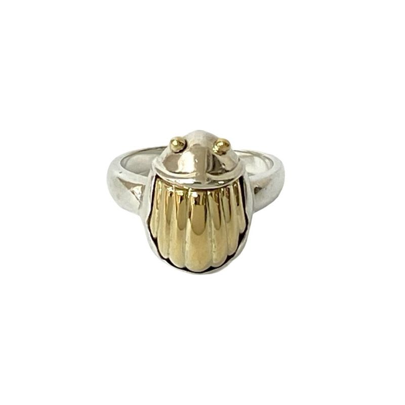 Tiffany & Co Vintage Scarab Ring Silver 925 18K Gold No 11