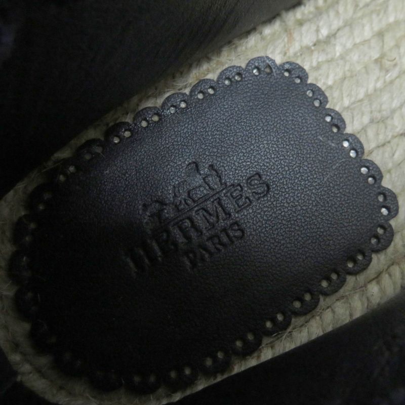 Hermes 231140z Chaine D'ancre Ankle Ribbon Denim Slip-on Indigo 37 With Box And