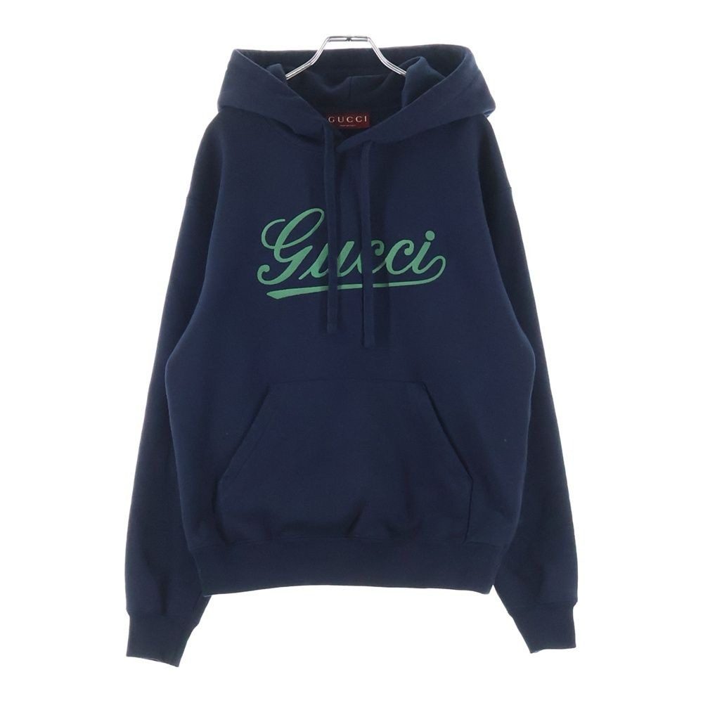 Gucci Logo Embroidery Pullover Hoodie Navy