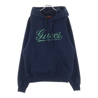 Gucci Logo Embroidery Pullover Hoodie Navy