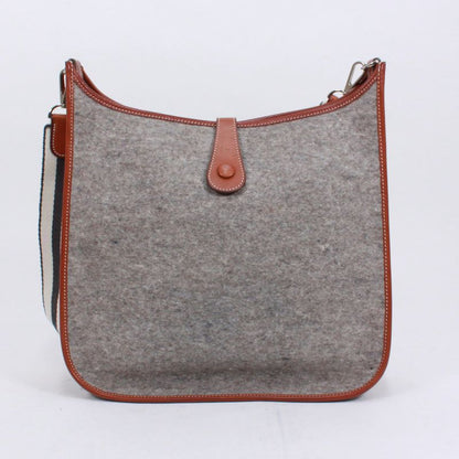 Hermes Evelyn 1 Leather And Felt Gray Shoulder Bag Silver