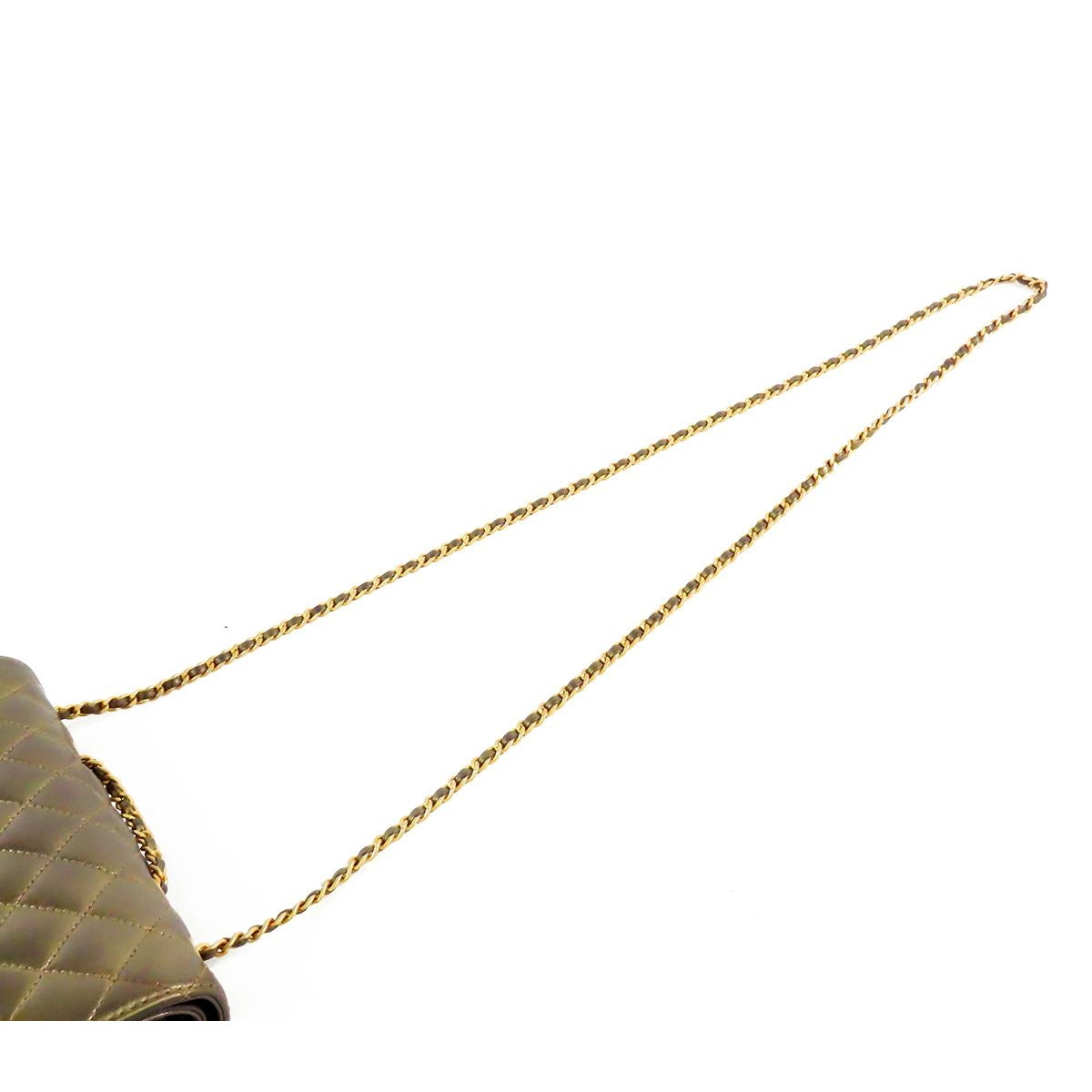 Chanel Quilted Double Flap Chain Gold Gray Leather CC Logo Shoulder Bag — view 4