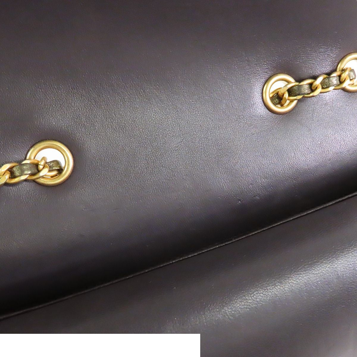 Chanel Quilted Double Flap Chain Gold Gray Leather CC Logo Shoulder Bag — view 6