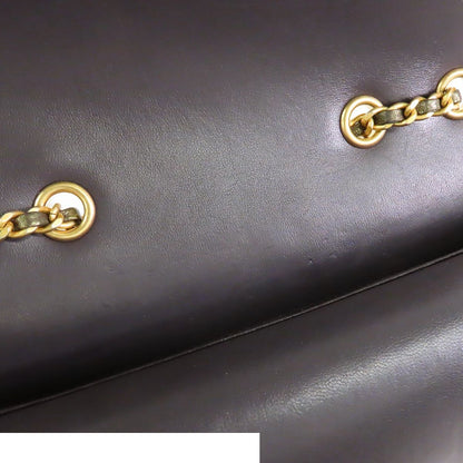 Chanel Quilted Double Flap Chain Gold Gray Leather CC Logo Shoulder Bag — view 6