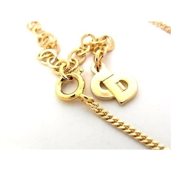 Dior Necklace Logo Gold Metal Rhinestone New — view 2