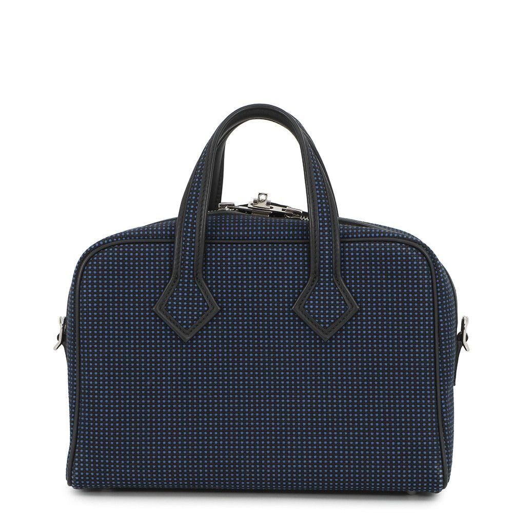 Hermes Victoria 3 Fourre Tout Mini Black Blue Saffiano Silver Swift Toile