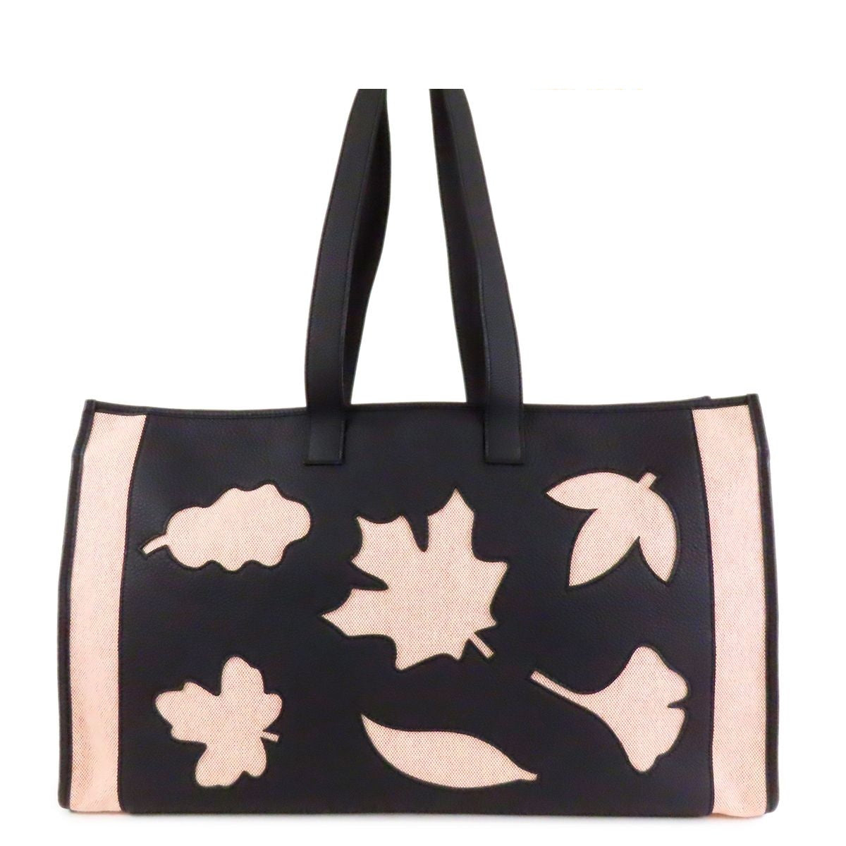 Hermes Petit h Large Tote Bag Black Natural Orange Toile Togo
