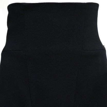 Chanel Tight High Waist 08A P33857v12627 Wool Black Women's Skirt