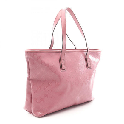 Gucci Tote GG Supreme Pink Canvas Leather — view 2