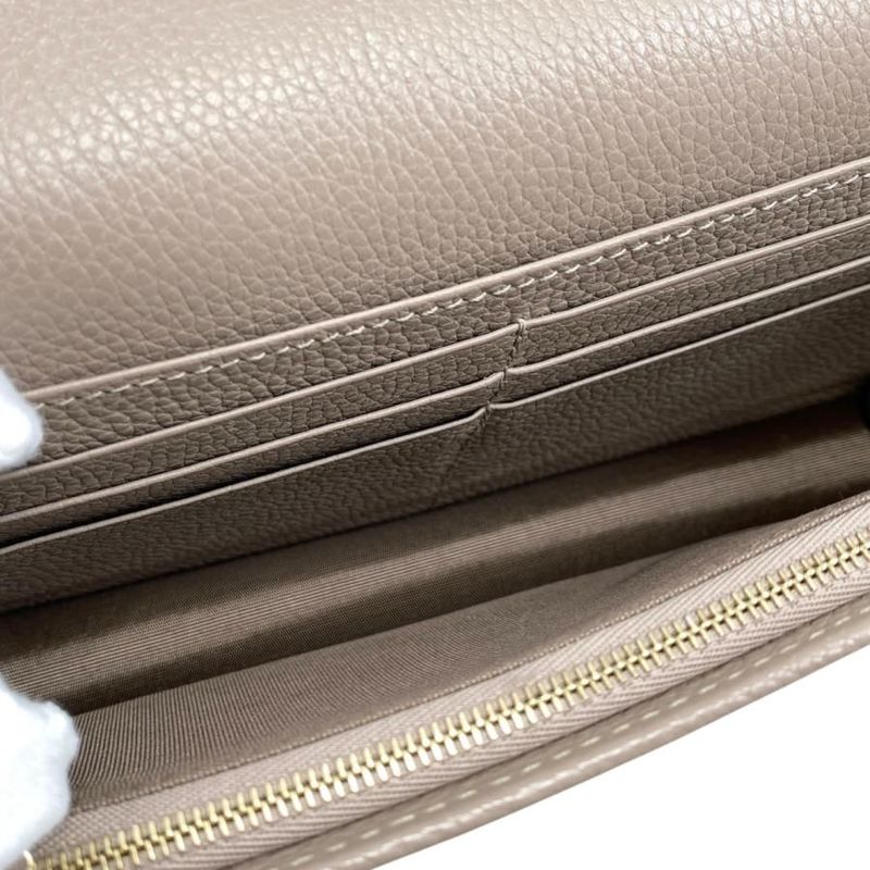 Gucci Shoulder Bag Chain Wallet 497985 Leather Double G Light Blue Beige Gold
