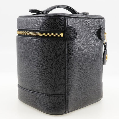 Chanel Vanity Handbag A01998 Caviar Skin Black Ladies Pouch