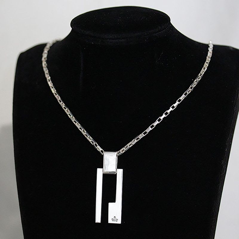 Gucci G Logo Necklace 49 cm Silver 925 Unisex E1034