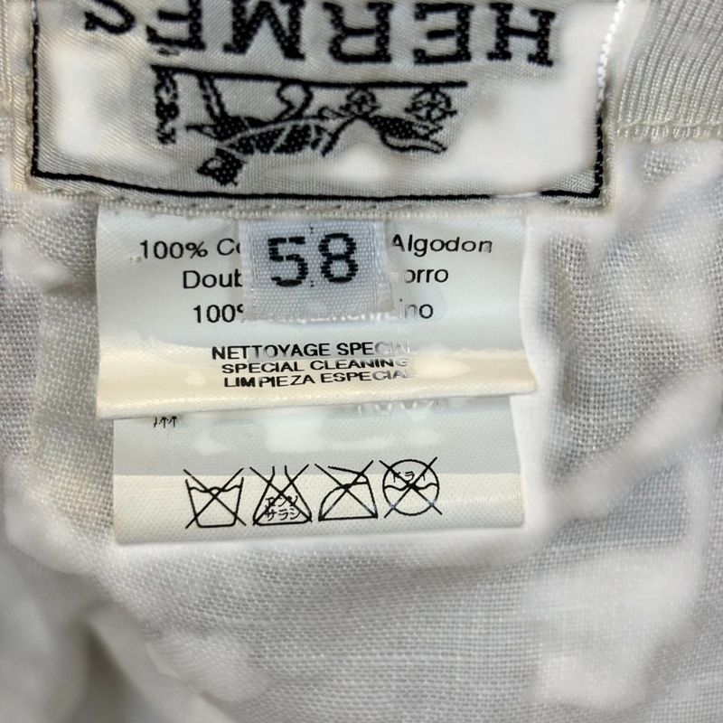 Hermes ② Nevada Cotton Canvas Cap Cotton Outer Linen Inner Unisex Beige 58