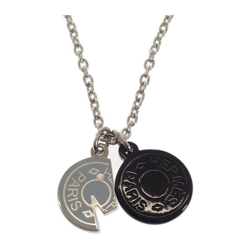 Hermes Carrousel Necklace Metal Buffalo Horn Black Blue
