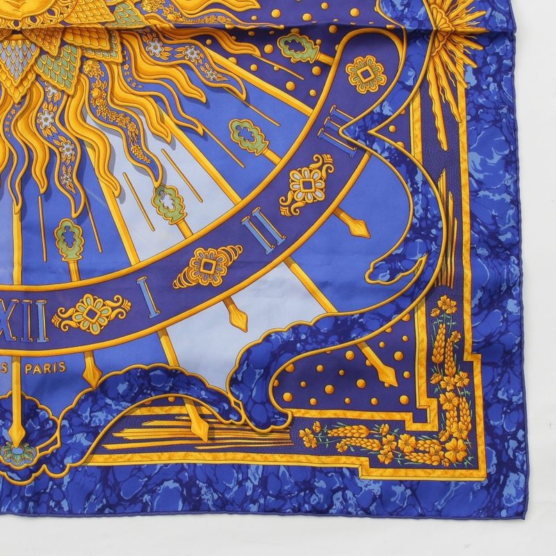 Hermes Carré 90 Carpe DIEM Enjoy The Day Silk Scarf Blue