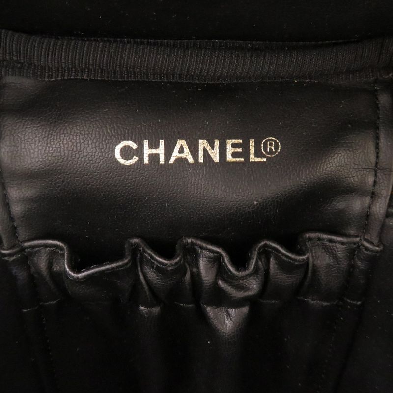 Chanel Caviar Skin Black #4 Coco Mark Vintage Vanity Bag Handbag Vertical Shape