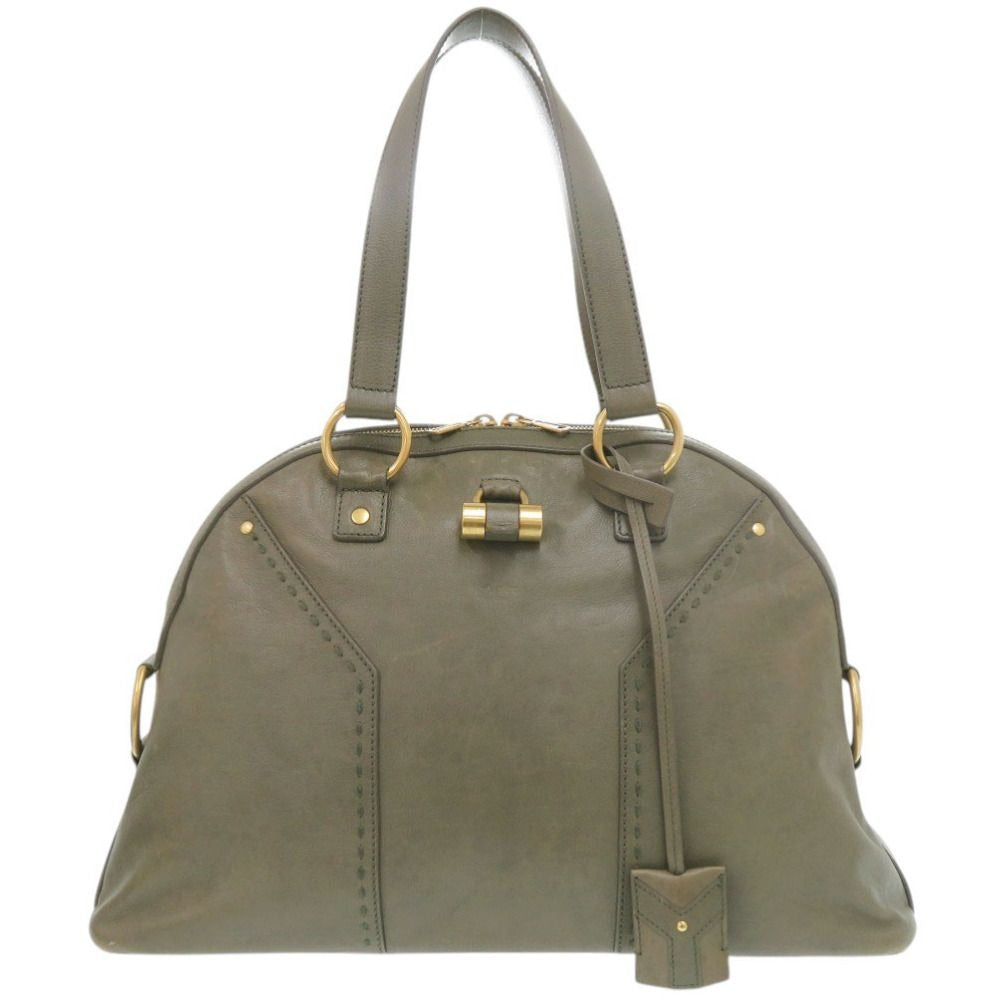 Saint Laurent Yves Muse Leather Olive Handbag